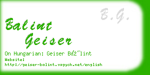balint geiser business card